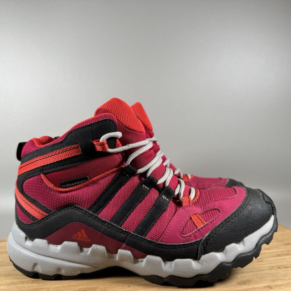 Adidas AX 1‎ Mid Hiking Lace Up Boots Kids Size 3 Pink Black